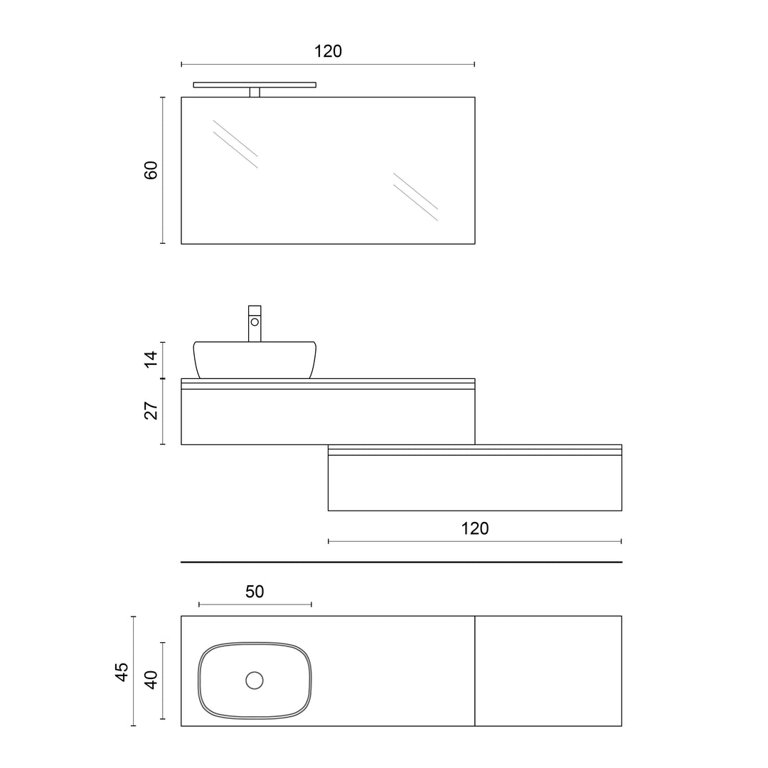 Double sink composition 9 pieces YOKA Alaska oak