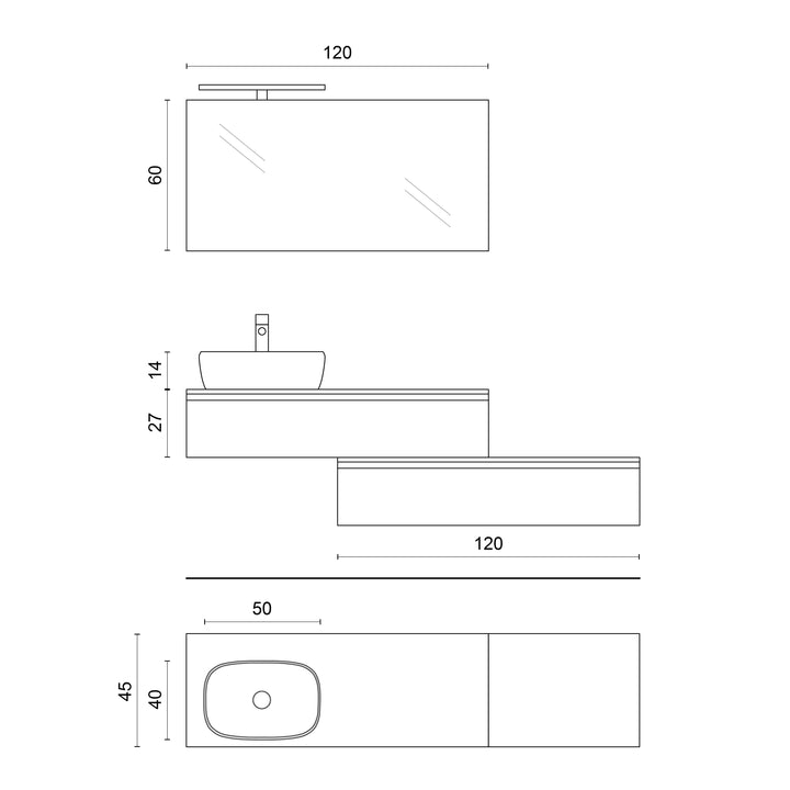 Double sink composition 9 pieces YOKA Alaska oak