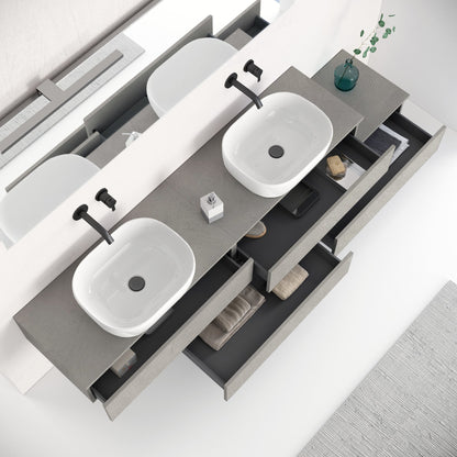 Composizione doppio lavabo YOKA-29 bianco pietra