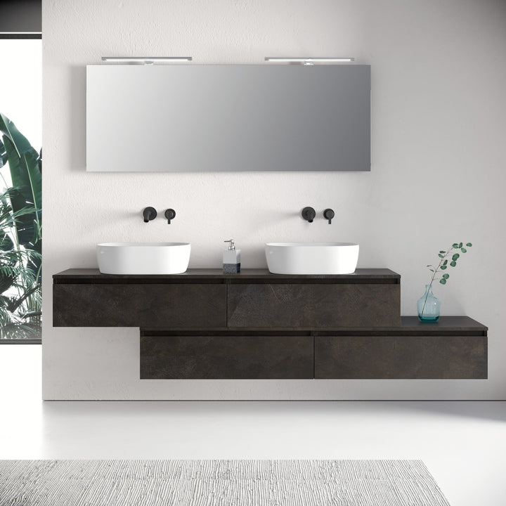 Double washbasin composition 9 pieces YOKA lava stone