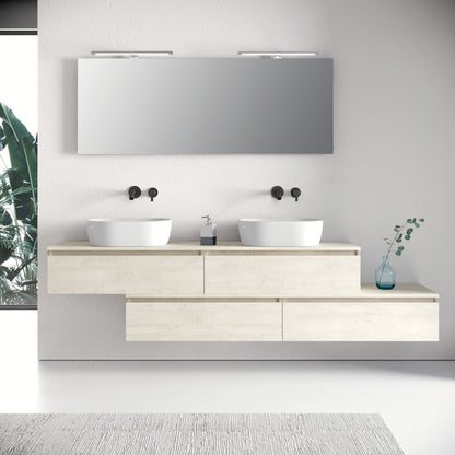 Composizione doppio lavabo 9 pezzi YOKA rovere alaska