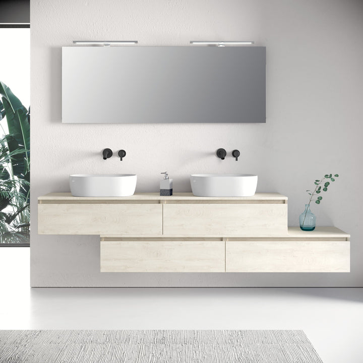 Double sink composition 9 pieces YOKA Alaska oak