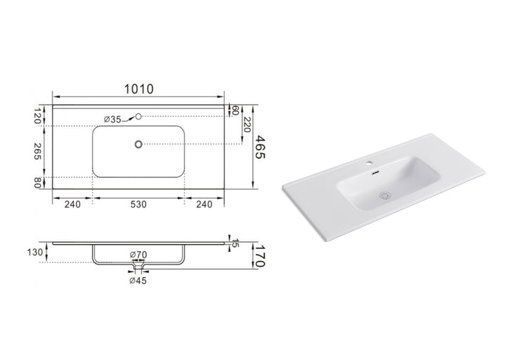 Lavabo da incasso ABONDIO 1 100 cm