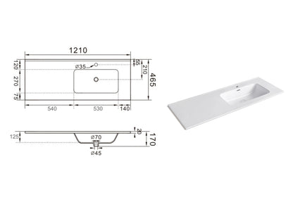 PICASSO built-in right-hand basin