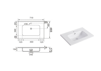 CESARE built-in washbasin 71 cm