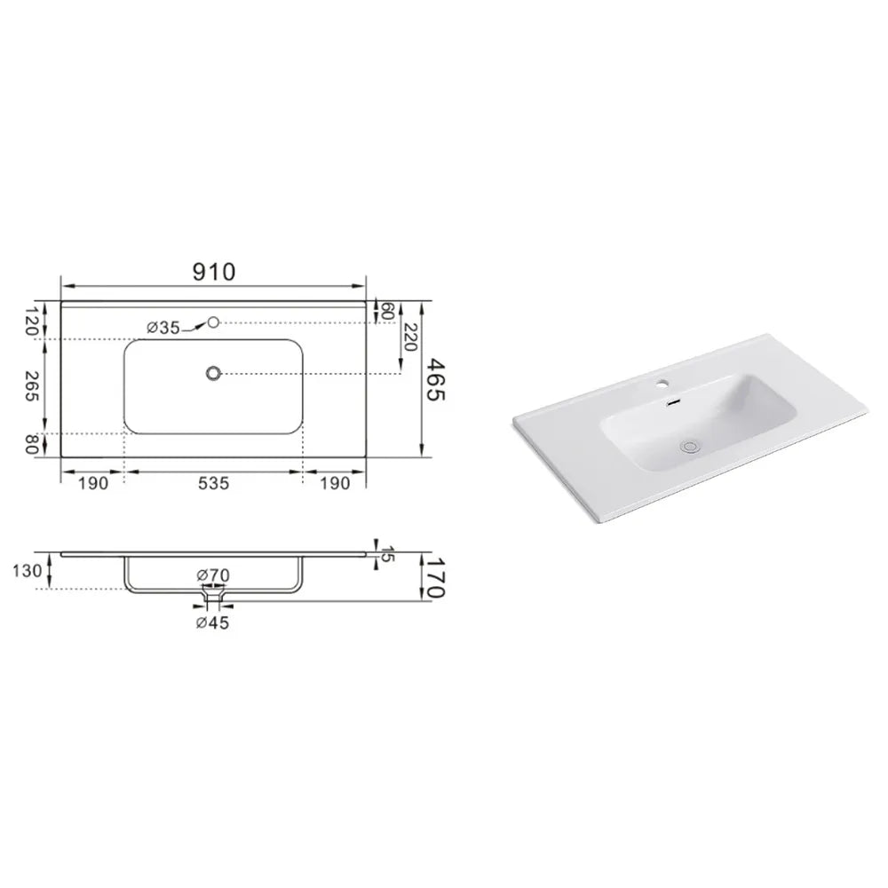GIOTTO 1 Einbauwaschbecken 90 cm