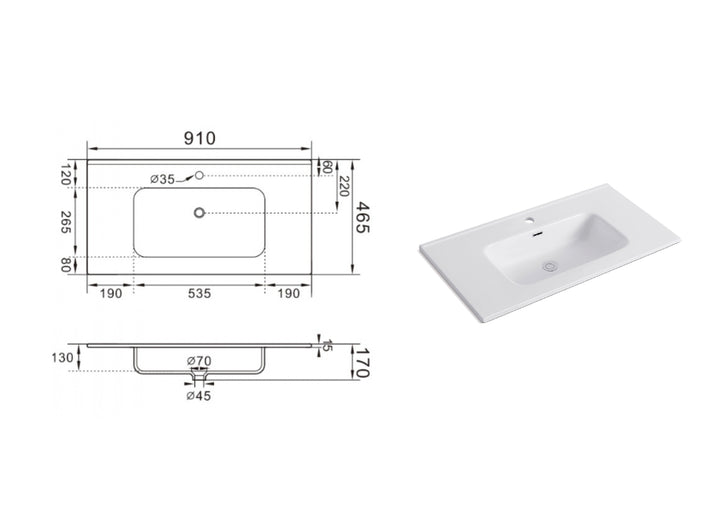 Lavabo da incasso GIOTTO 1 90 cm