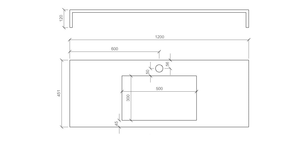 Integrated bathtub top 120 YOKA graphite