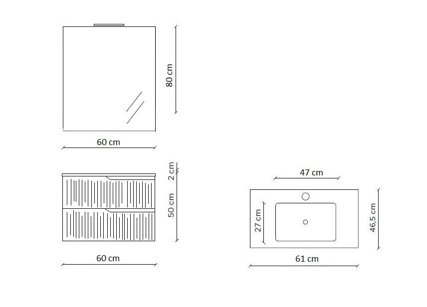 Composizione 4 pezzi ZIP grigio opaco 61cm