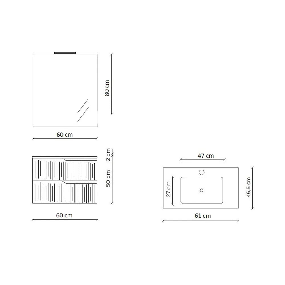 Composition 4 pieces ZIP oak 61cm