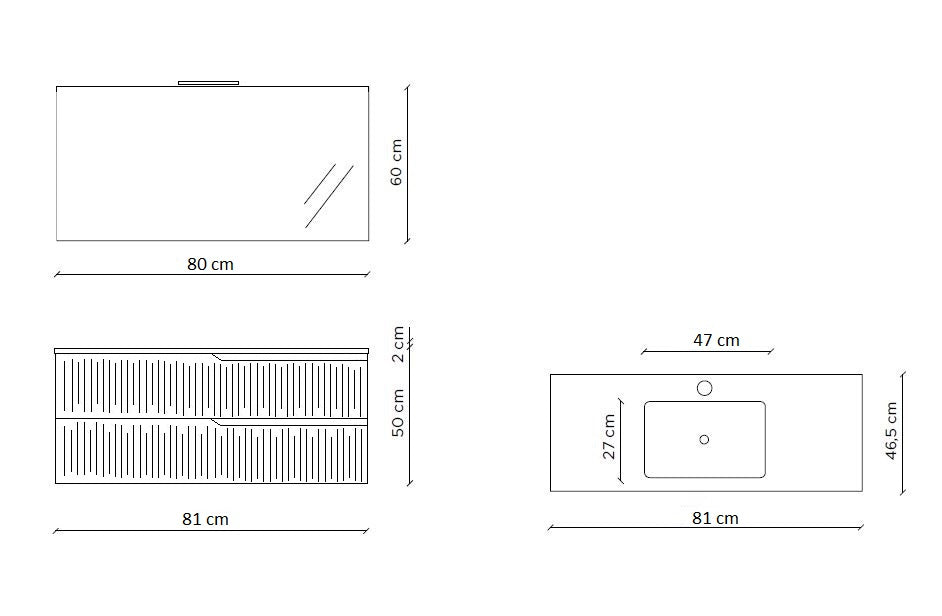 Composizione 4 pezzi ZIP rovere rio 81cm