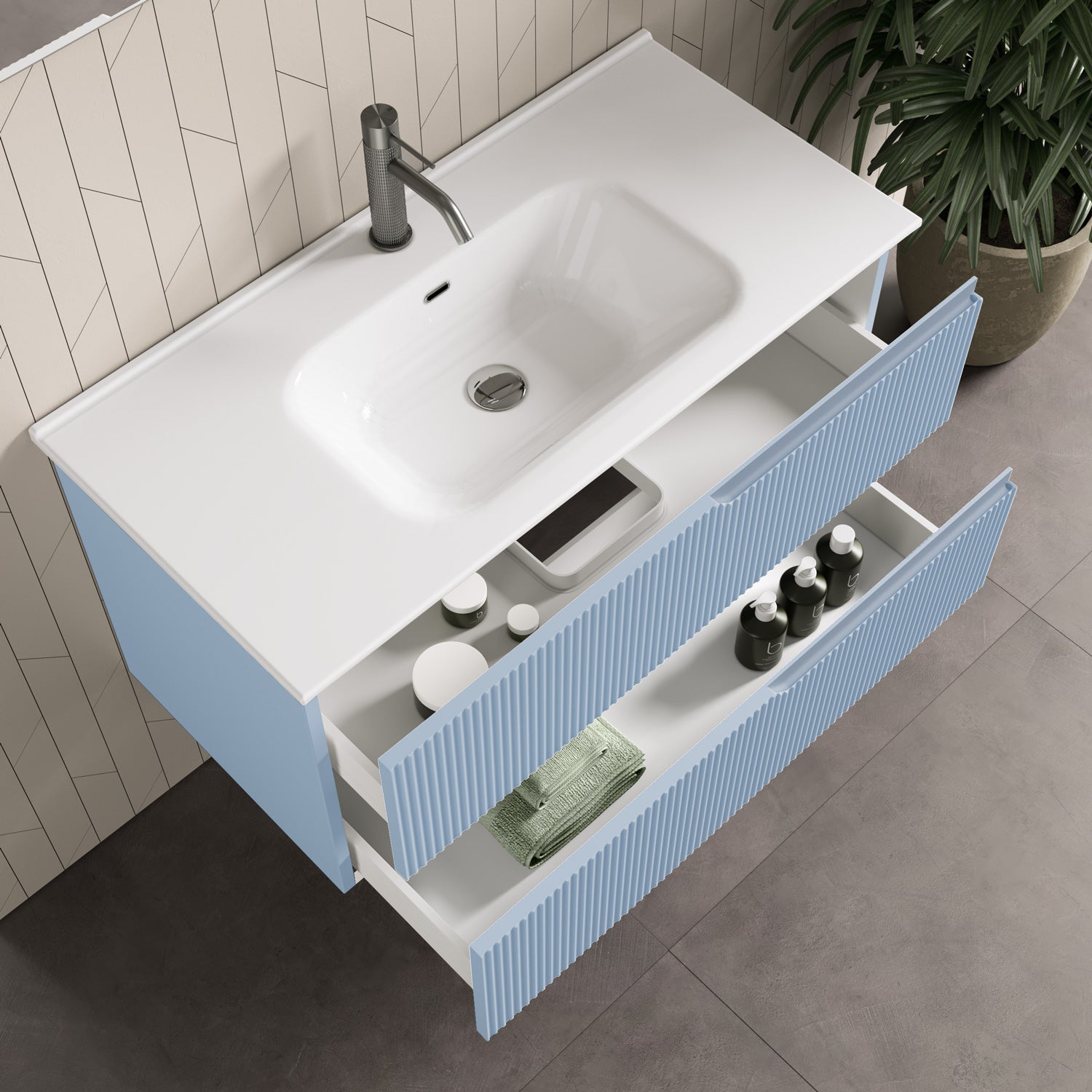Composizione 4 pezzi ZIP azzurro tiffany 91cm