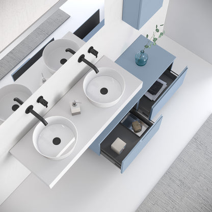 Composizione doppio lavabo 7 pezzi ZIP bianco / azzurro tiffany