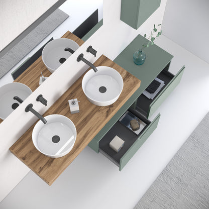 Composizione doppio lavabo 7 pezzi ZIP quercia / salvia