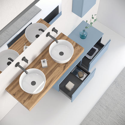 Composizione doppio lavabo 7 pezzi ZIP quercia / azzurro tiffany