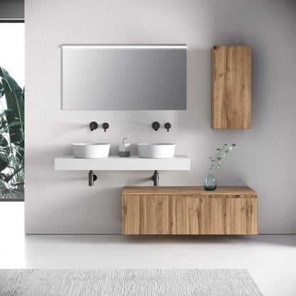 ZIP 6-piece double sink composition white / oak