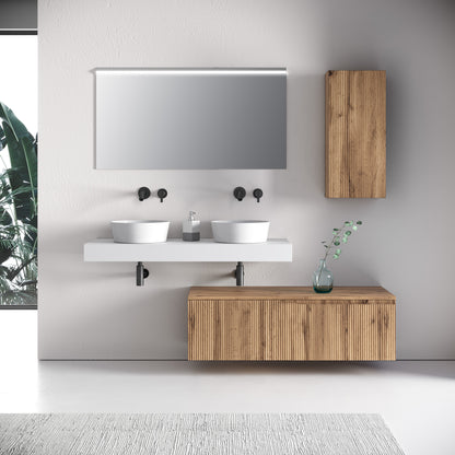 Composizione doppio lavabo 6 pezzi ZIP bianco / quercia