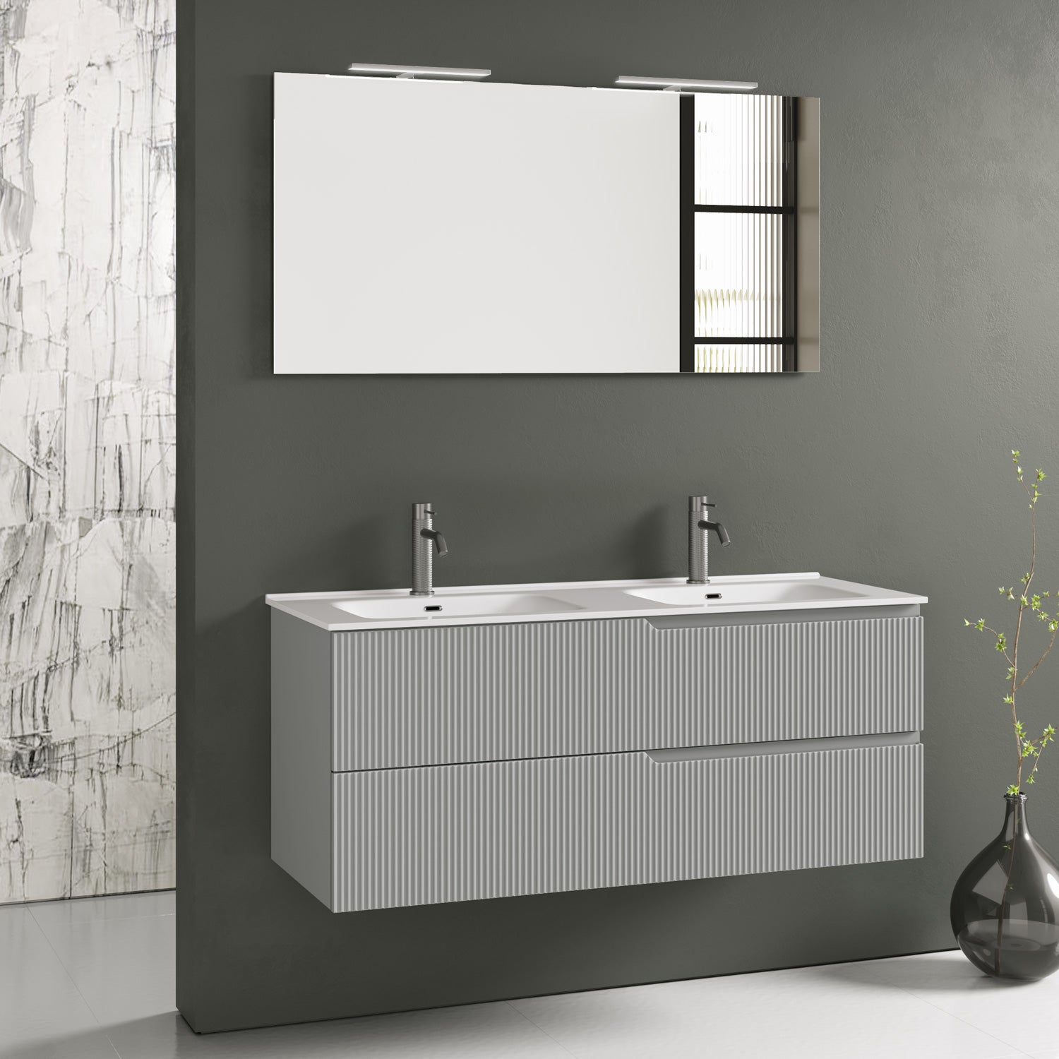 Composizione doppia vasca 5 pezzi ZIP grigio opaco