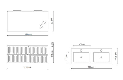 Composizione doppia vasca 5 pezzi ZIP bianco opaco