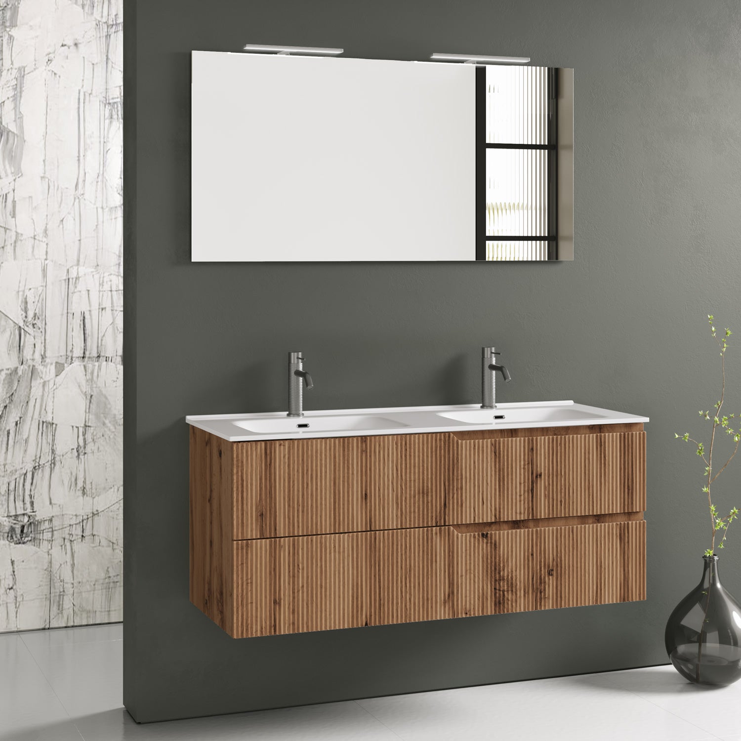 Composizione doppia vasca 5 pezzi ZIP quercia