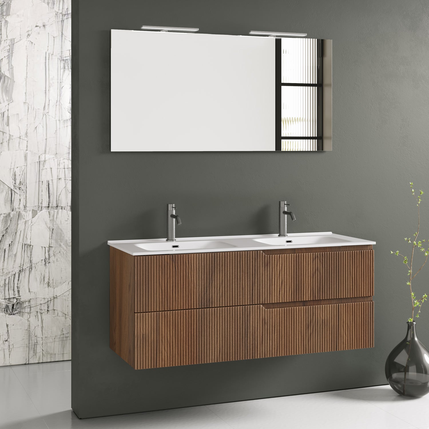 Composizione doppia vasca 5 pezzi ZIP rovere rio