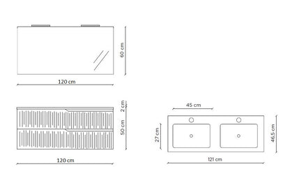 Composizione doppia vasca 5 pezzi ZIP rovere rio