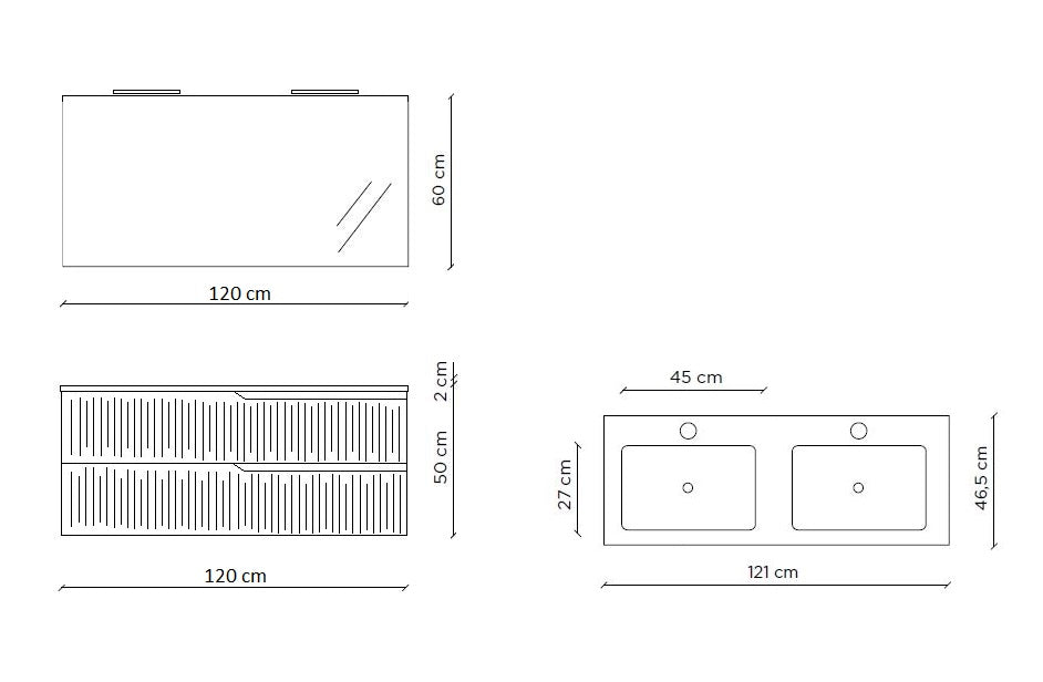 Composizione doppia vasca 5 pezzi ZIP rovere rio