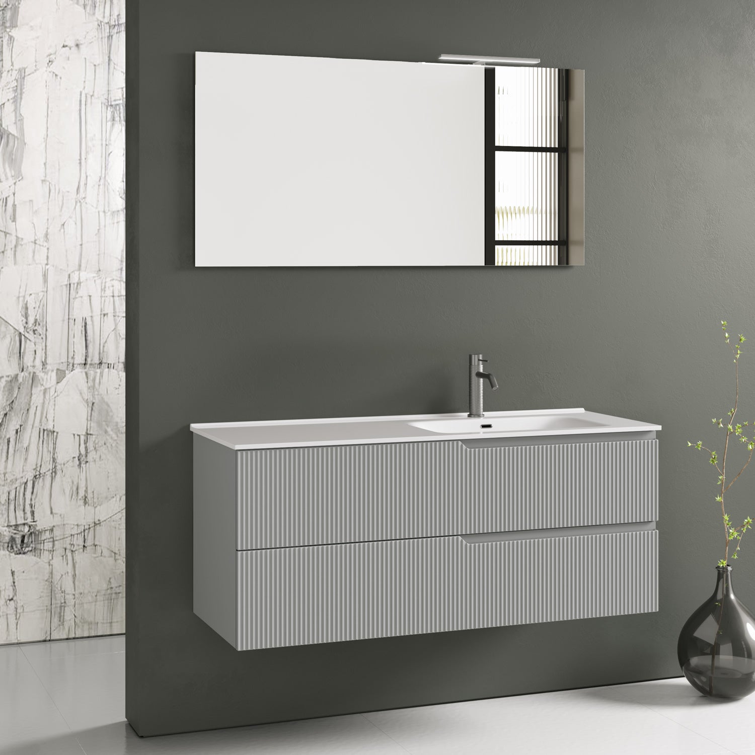 Composizione vasca DX 4 pezzi ZIP grigio opaco