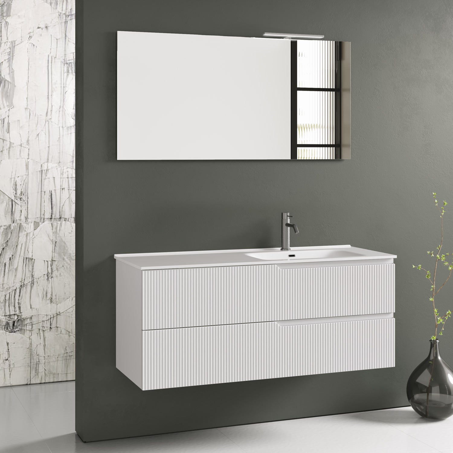 Composizione vasca DX 4 pezzi ZIP bianco opaco