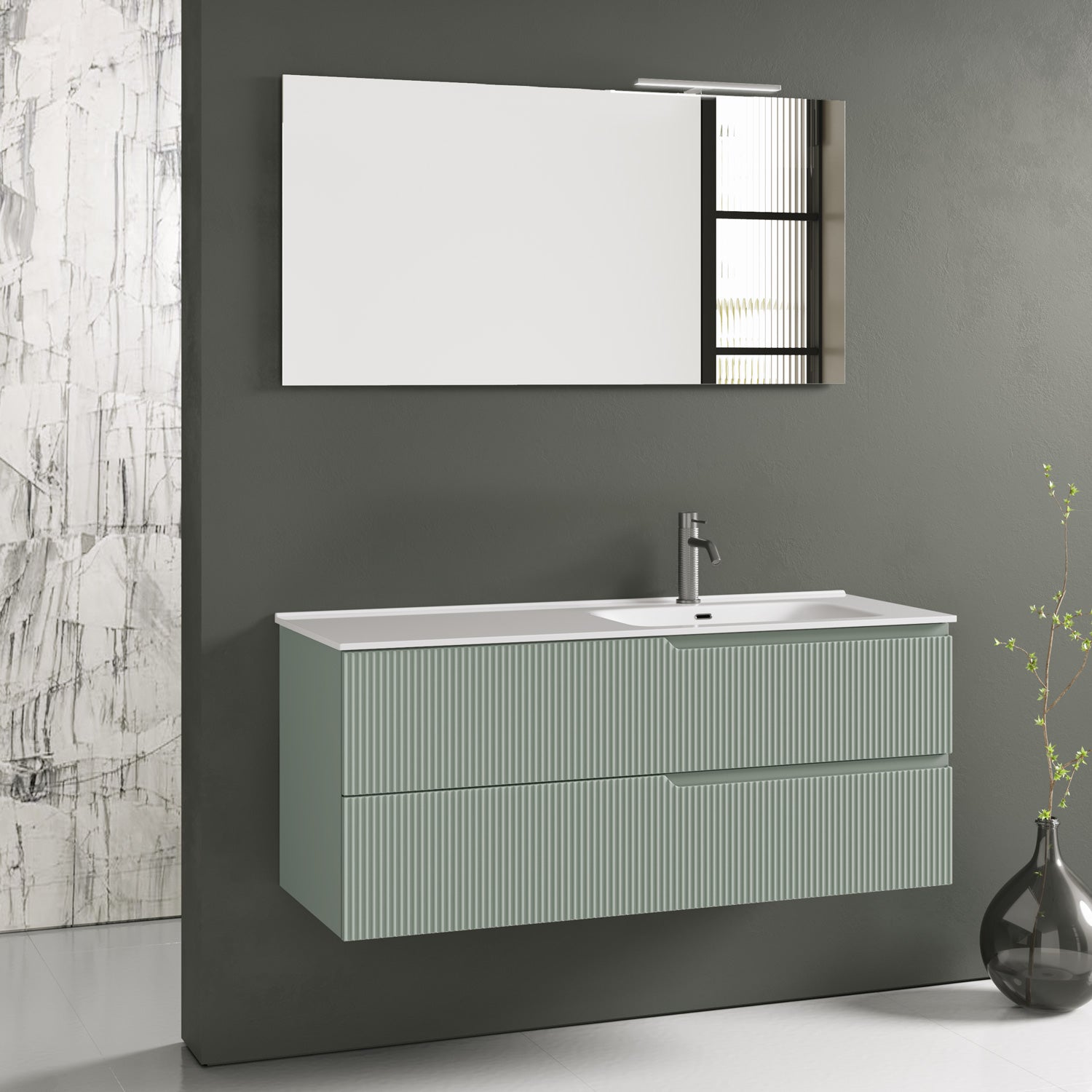 Composizione vasca DX 4 pezzi ZIP verde salvia