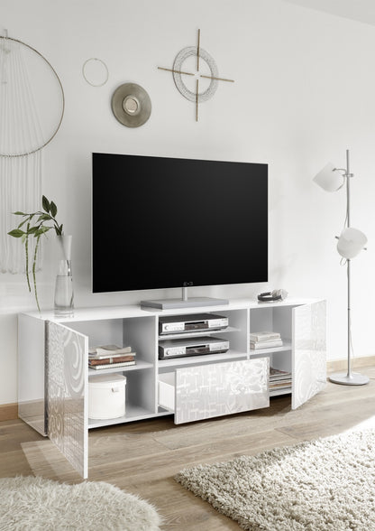 BREZ white TV stand