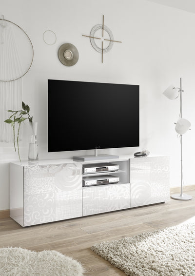 BREZ white TV stand
