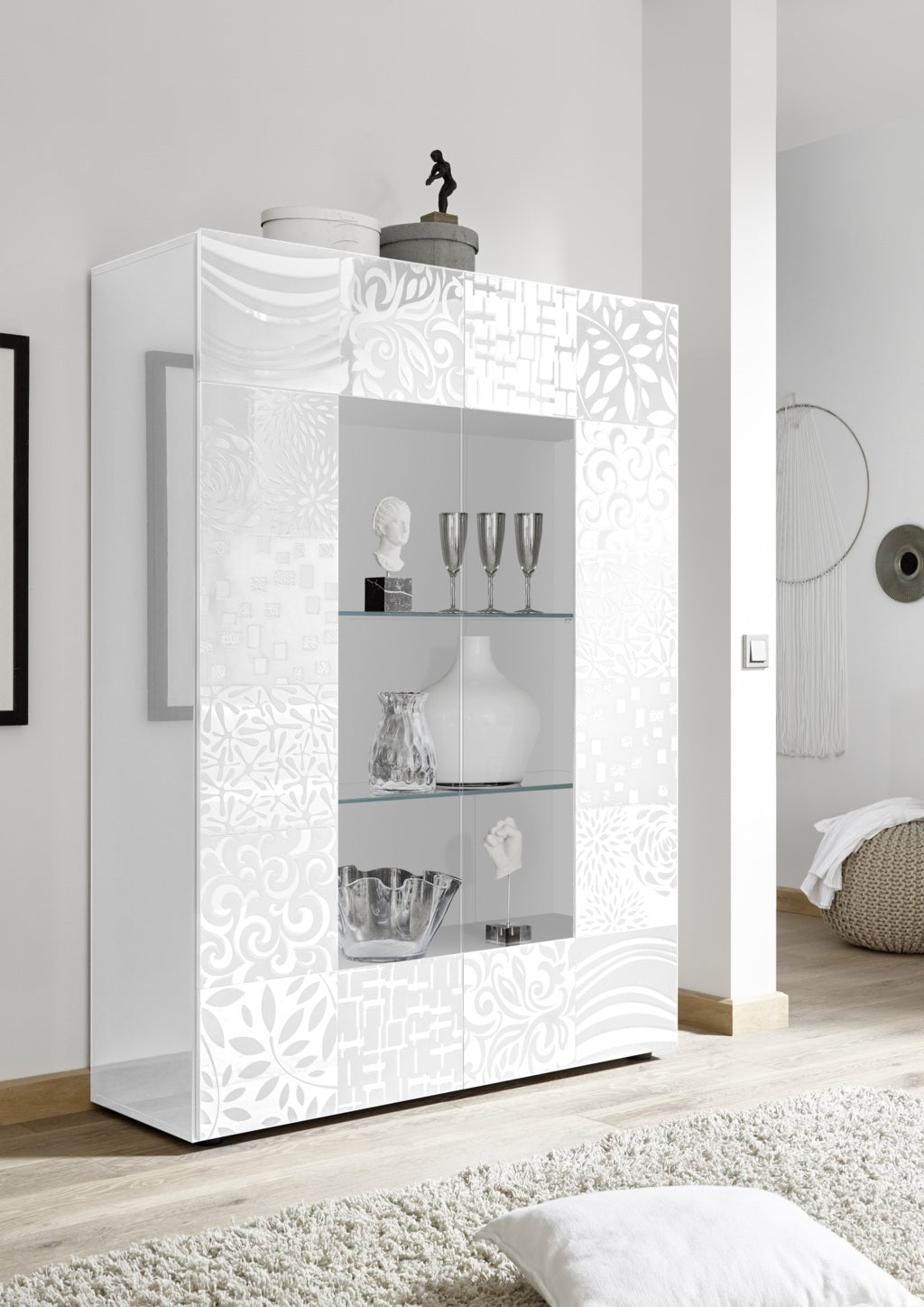 Weißes Sideboard/Vitrine BREZ