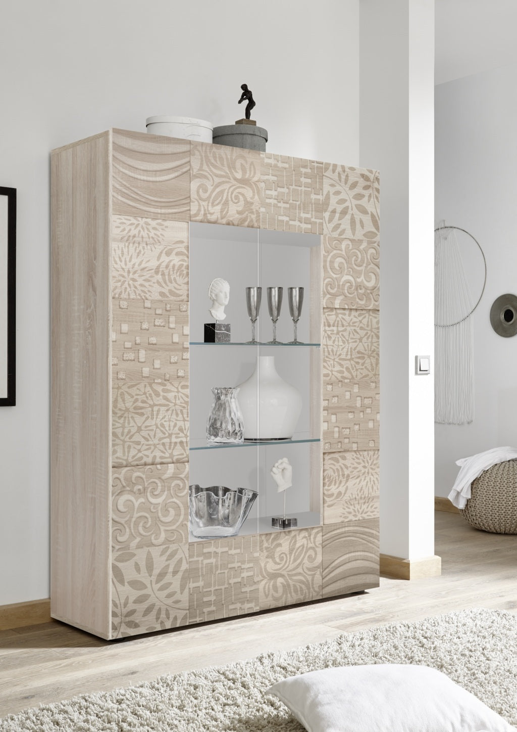 BREZ Sideboard/Vitrine aus Eichenholz