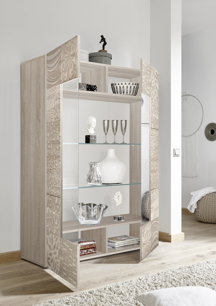 BREZ Sideboard/Vitrine aus Eichenholz
