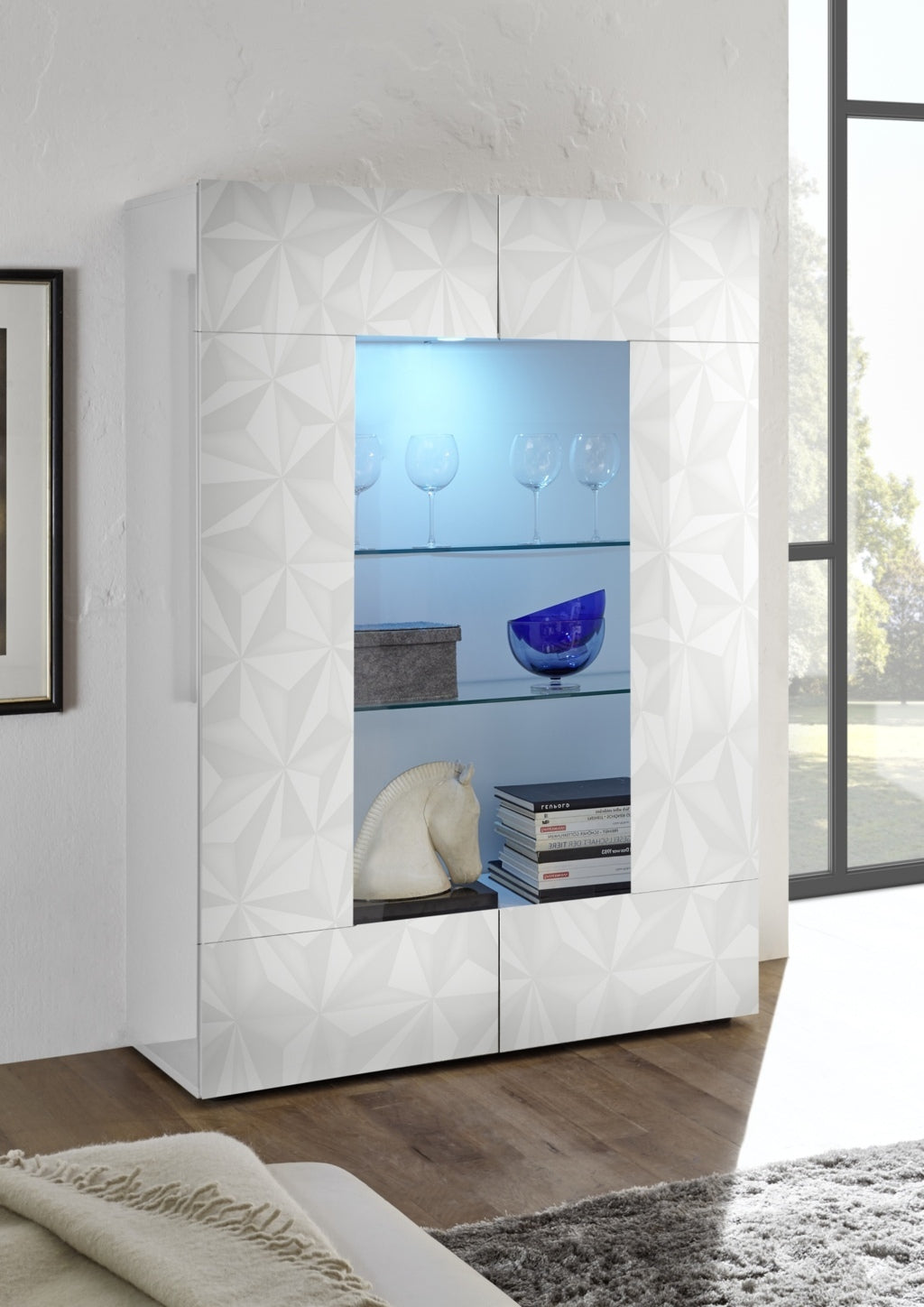 Weißes PRAGA Sideboard/Vitrine