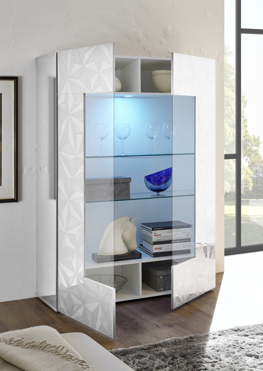 Weißes PRAGA Sideboard/Vitrine