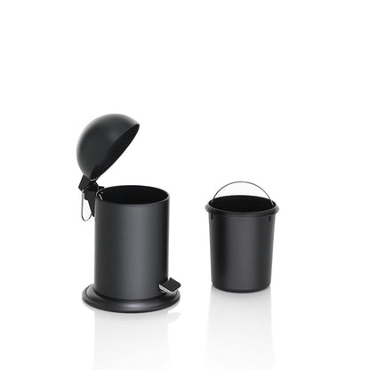 Black KENTA waste bin with pedal