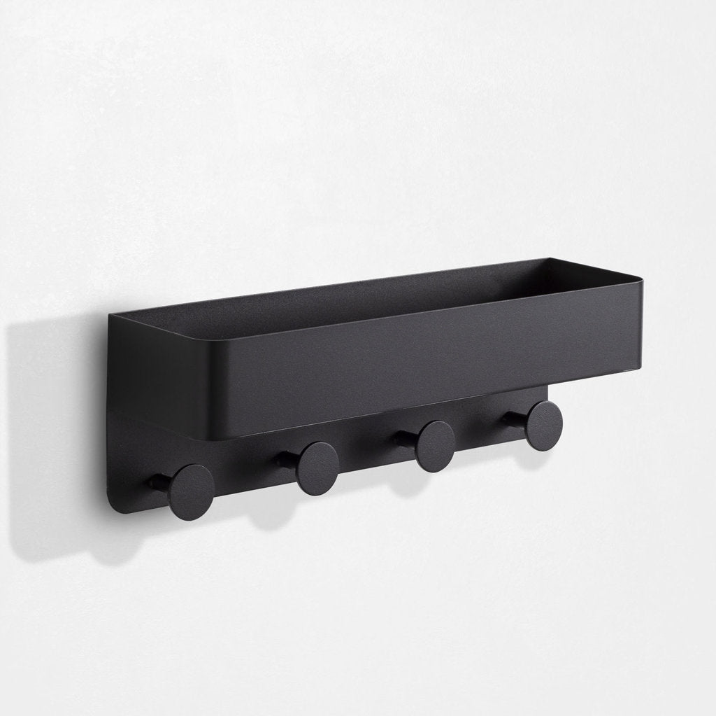 Shelf for objects with black LOU coat hanger