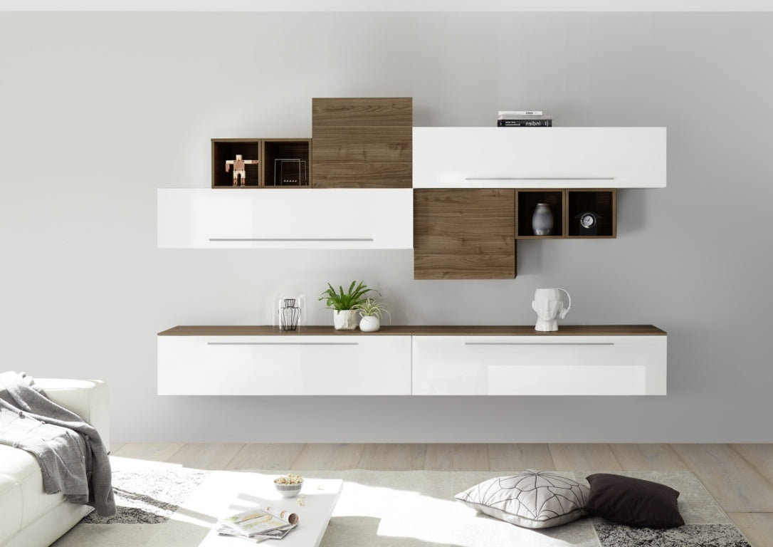 Composizione Living PATH 2 bianco/noce scuro