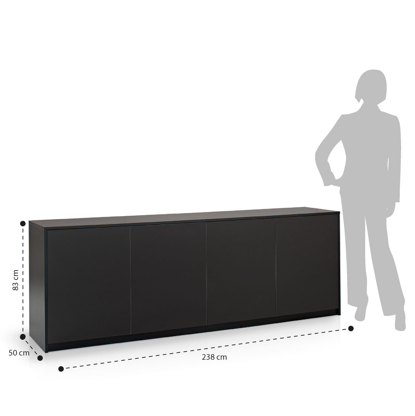 MAUI black 4-door sideboard