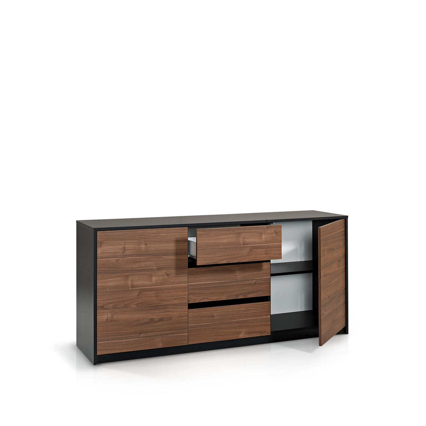 Sideboard 2 doors/3 drawers MILANO black/walnut