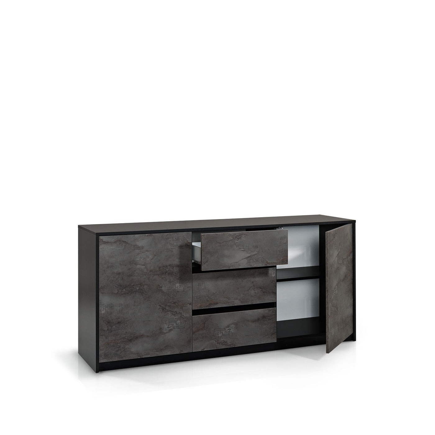 Buffet 2 doors/3 drawers LISBON black/oxide