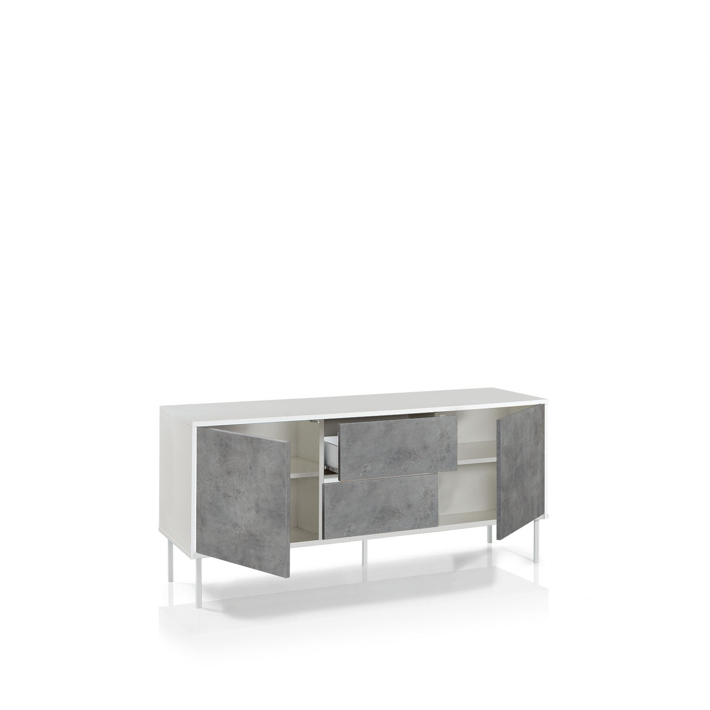 SKEE sideboard 2 doors/2 drawers white/concrete