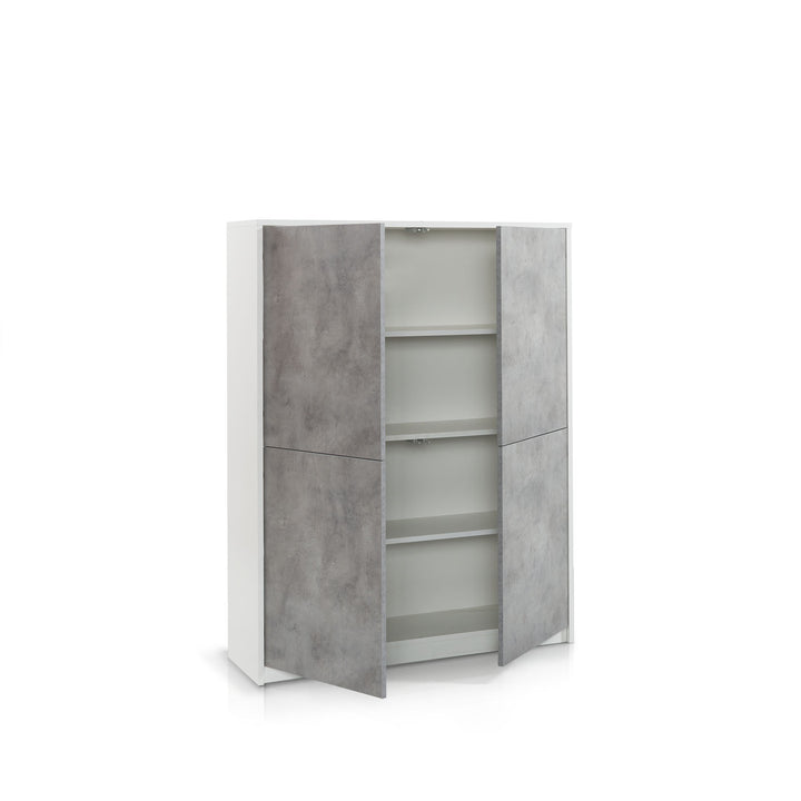 Credenza alta SKEE bianco/cemento