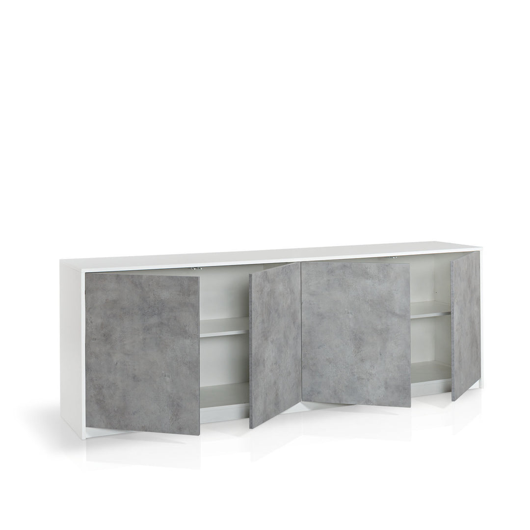 Buffet 4 ante SKEE bianco/cemento