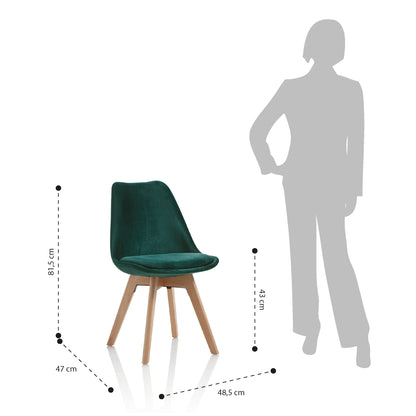 Set mit 4 smaragdgrünen OSBY-Stühlen