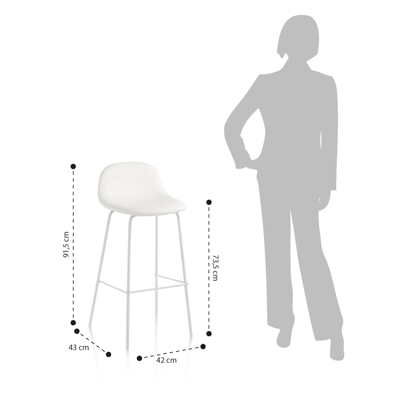 Set of 2 EVRY white stools