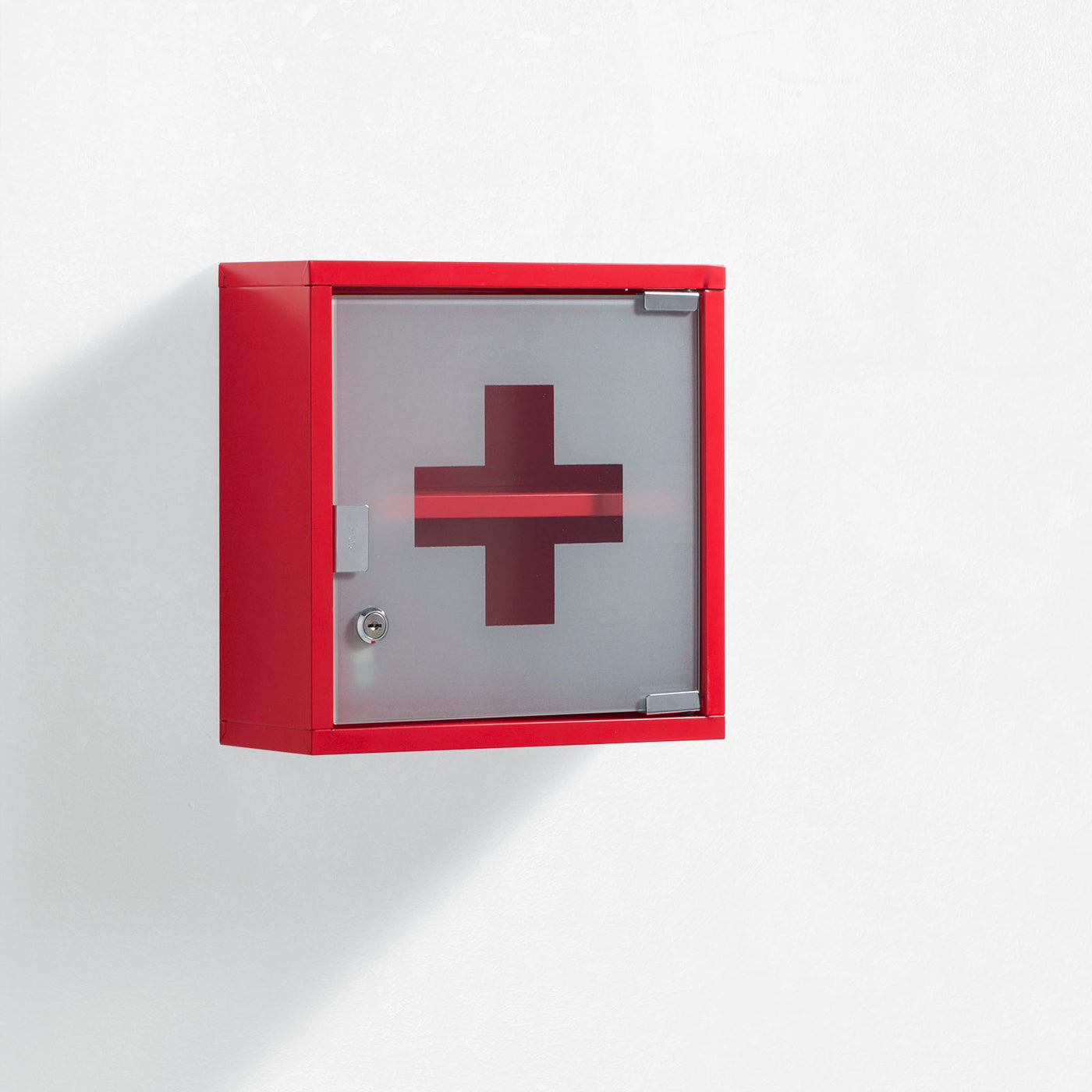 Red SOS first aid wall unit