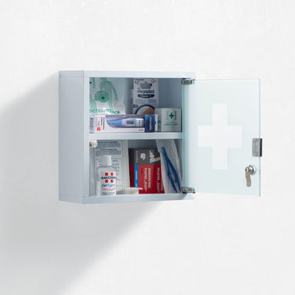 White SOS first aid wall unit